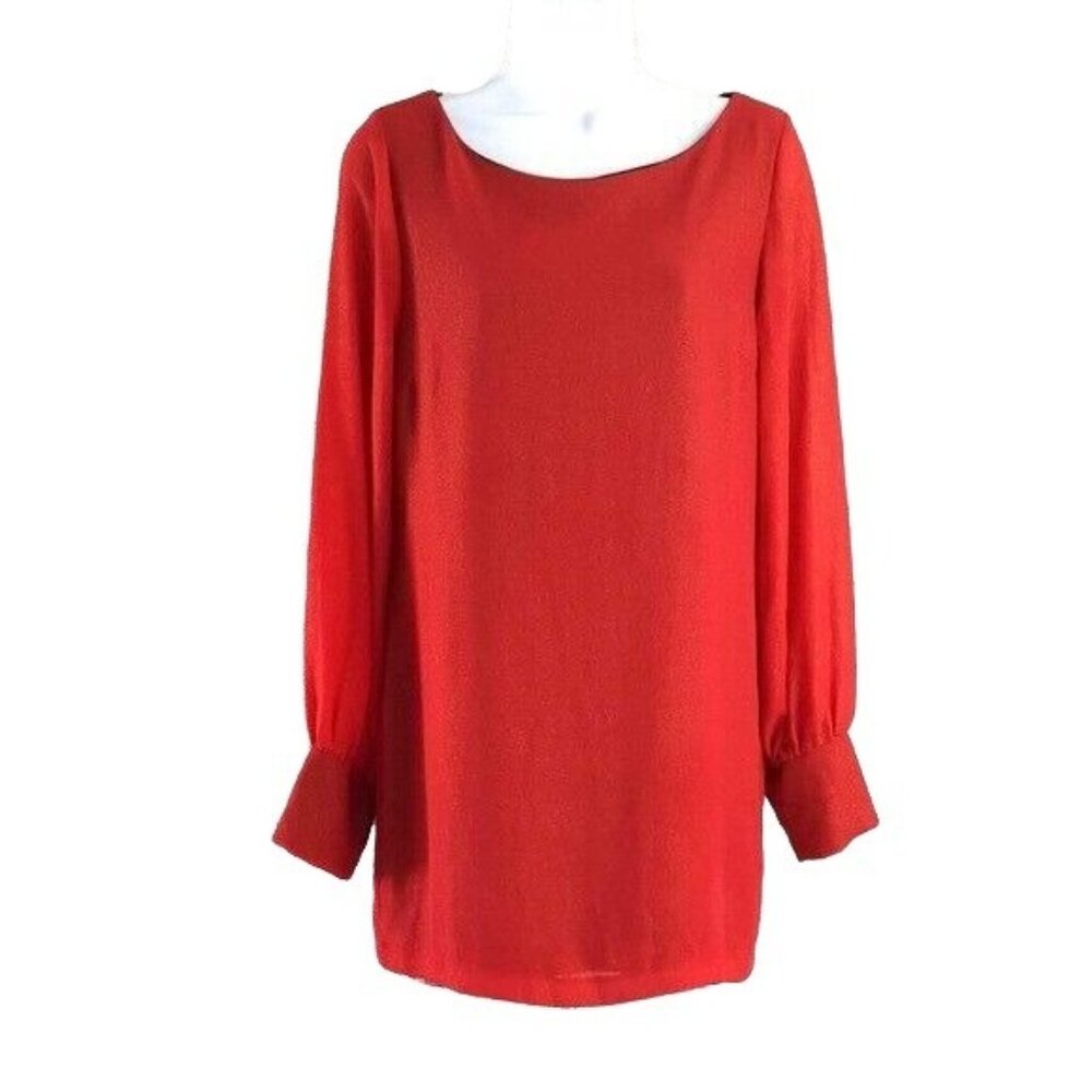 Audrey 3+1 Party Tunic Top Red XS Black Lined Gold Sparkle Long Sleeve Holiday